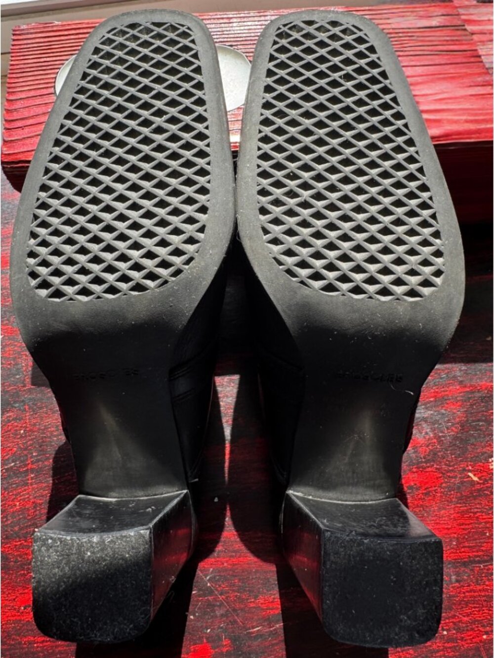 Aerosoles Black Leather Mule Moto Biker Boots Heeled Clogs Size 7.5 - Picture 6 of 7